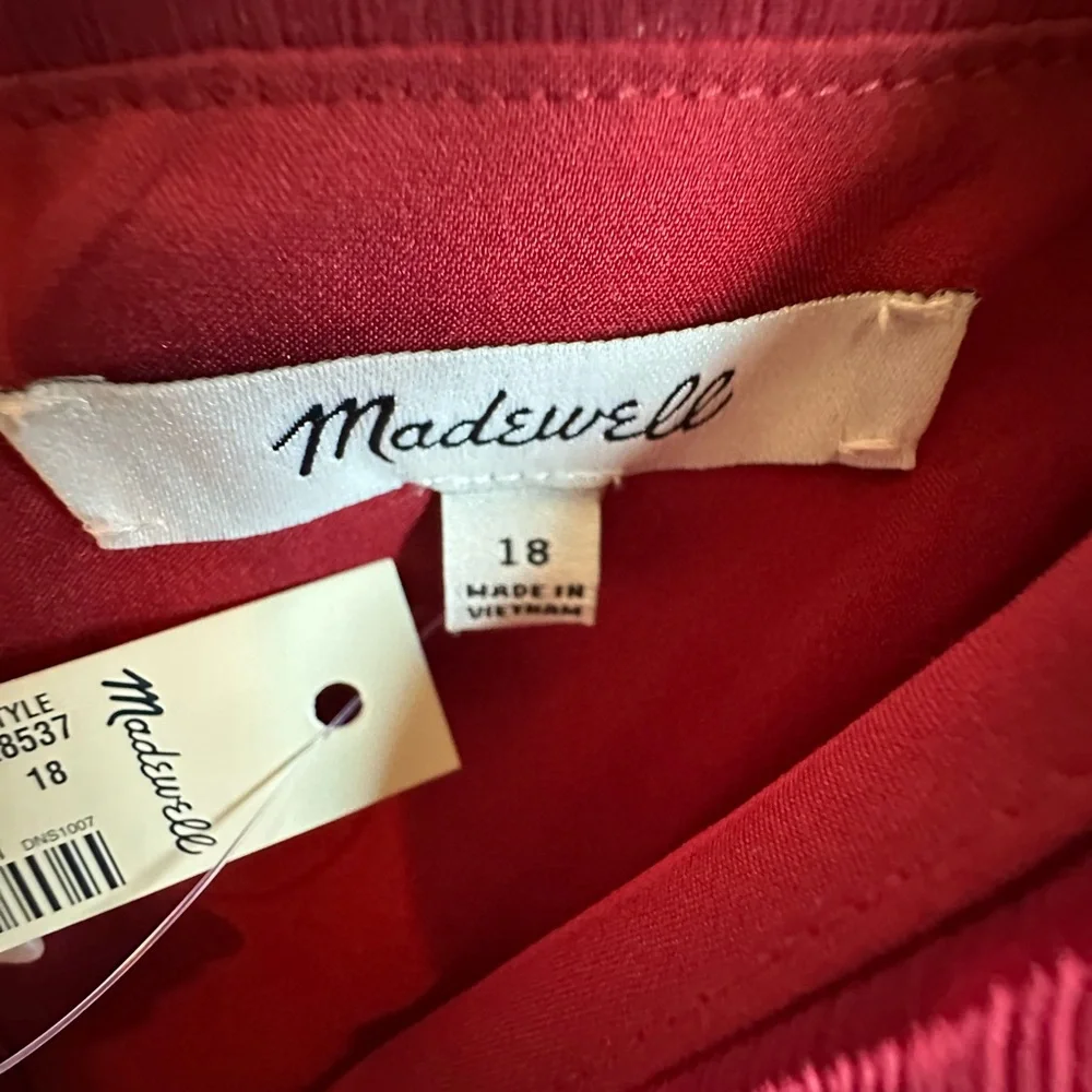 NWT Madewell Red Slip Midi Dress with Slit - Picture 7 of 7